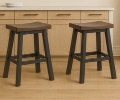 Ashanti Counter Stools (Set of 2) – Dark Grey & Oak Two-Tone Finish