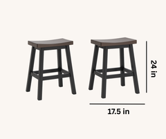 Ashanti Counter Stools (Set of 2) – Dark Grey & Oak Two-Tone Finish