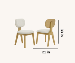 Terra Dining Chairs (Set of 2) – Natural Oak Rubberwood with Fabric Upholstery