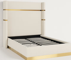 Corduroy Upholstered Bed Frame – Beige