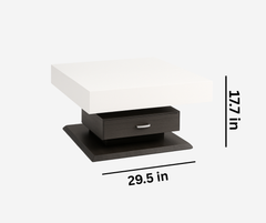 Rotating Lift-Top Coffee Table – High-Gloss White with Storage Drawer