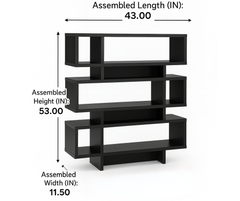 Open-Concept Multi-Tier Bookshelf – Black Finish