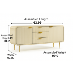 Riverside Storage Cabinet – White Mango Wood with Gold Accents