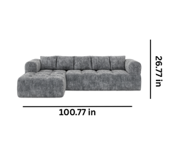 Modern Low-Profile Sectional Sofa Grey – Premium Fabric, Deep Cushioning