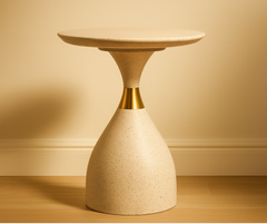 Nova Accent Table – White & Gold Trim
