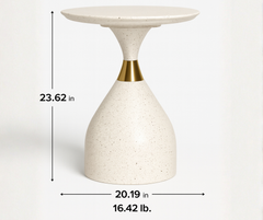 Nova Accent Table – White & Gold Trim