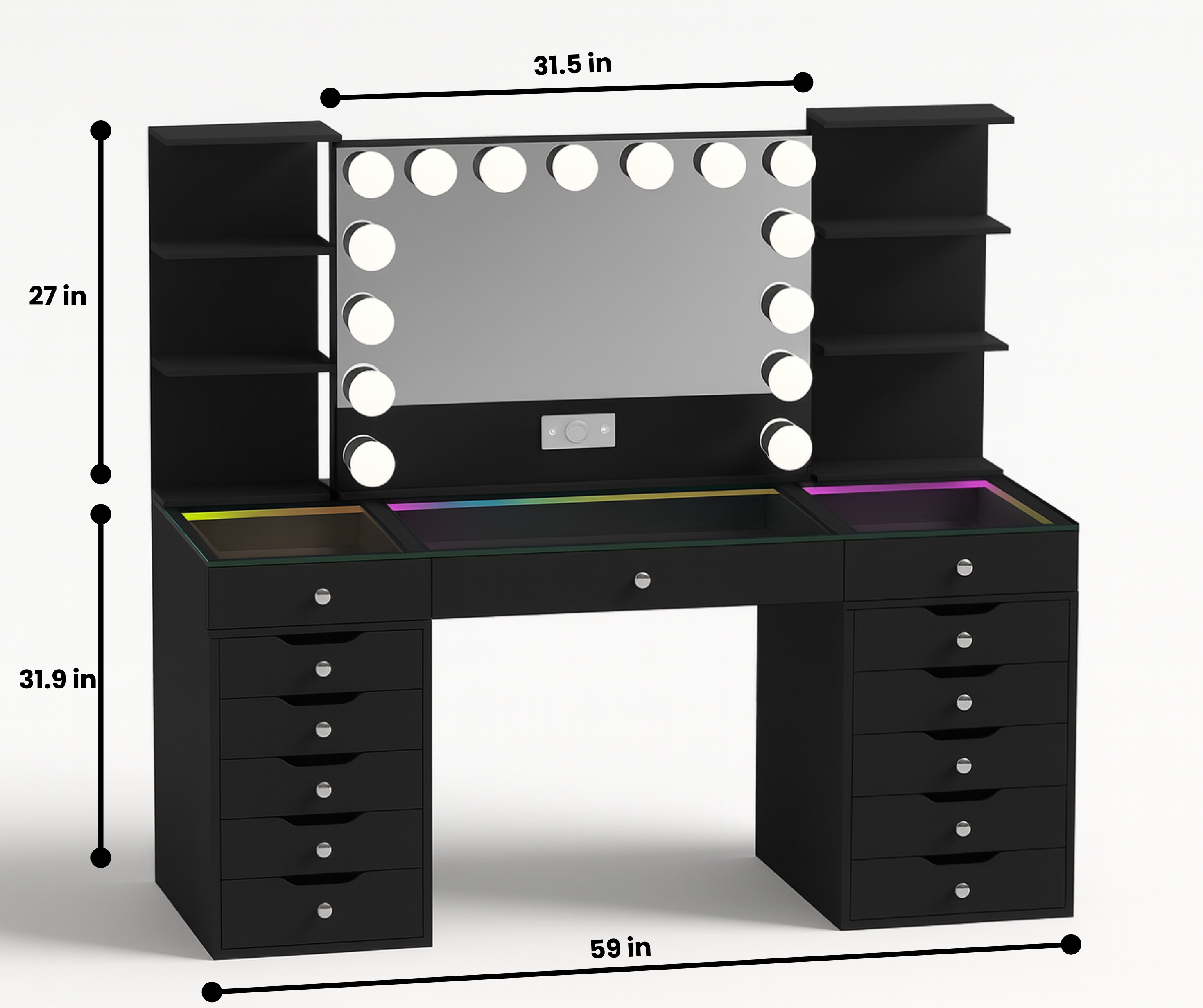 Eva Pro Vanity Set with Shelves