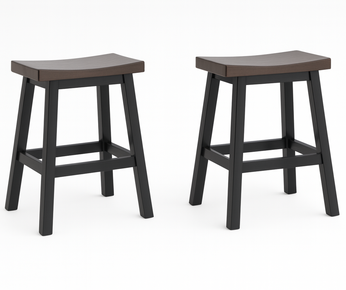 Ashanti Counter Stools (Set of 2) – Dark Grey & Oak Two-Tone Finish