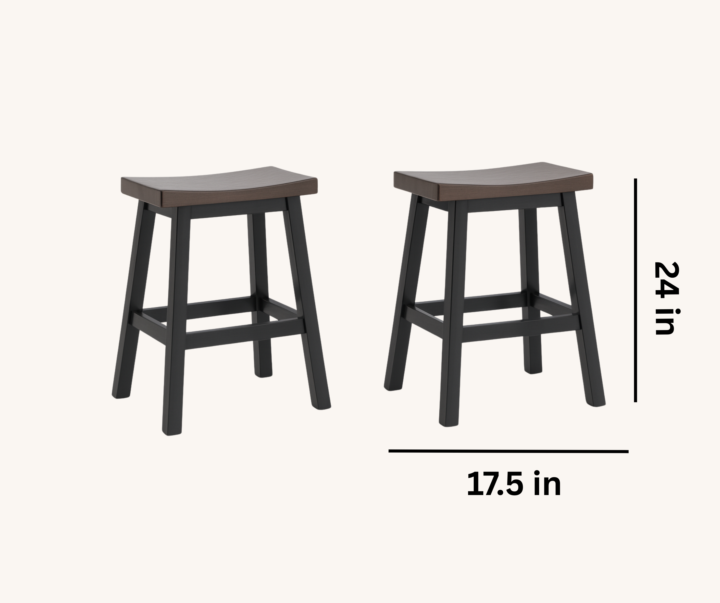 Ashanti Counter Stools (Set of 2) – Dark Grey & Oak Two-Tone Finish