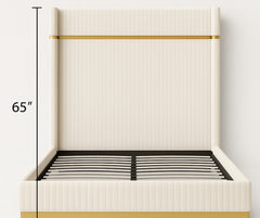 Corduroy Upholstered Bed Frame – Beige