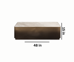 Dangelo Coffee Table – Solid Marble Top with Gold Metal Frame
