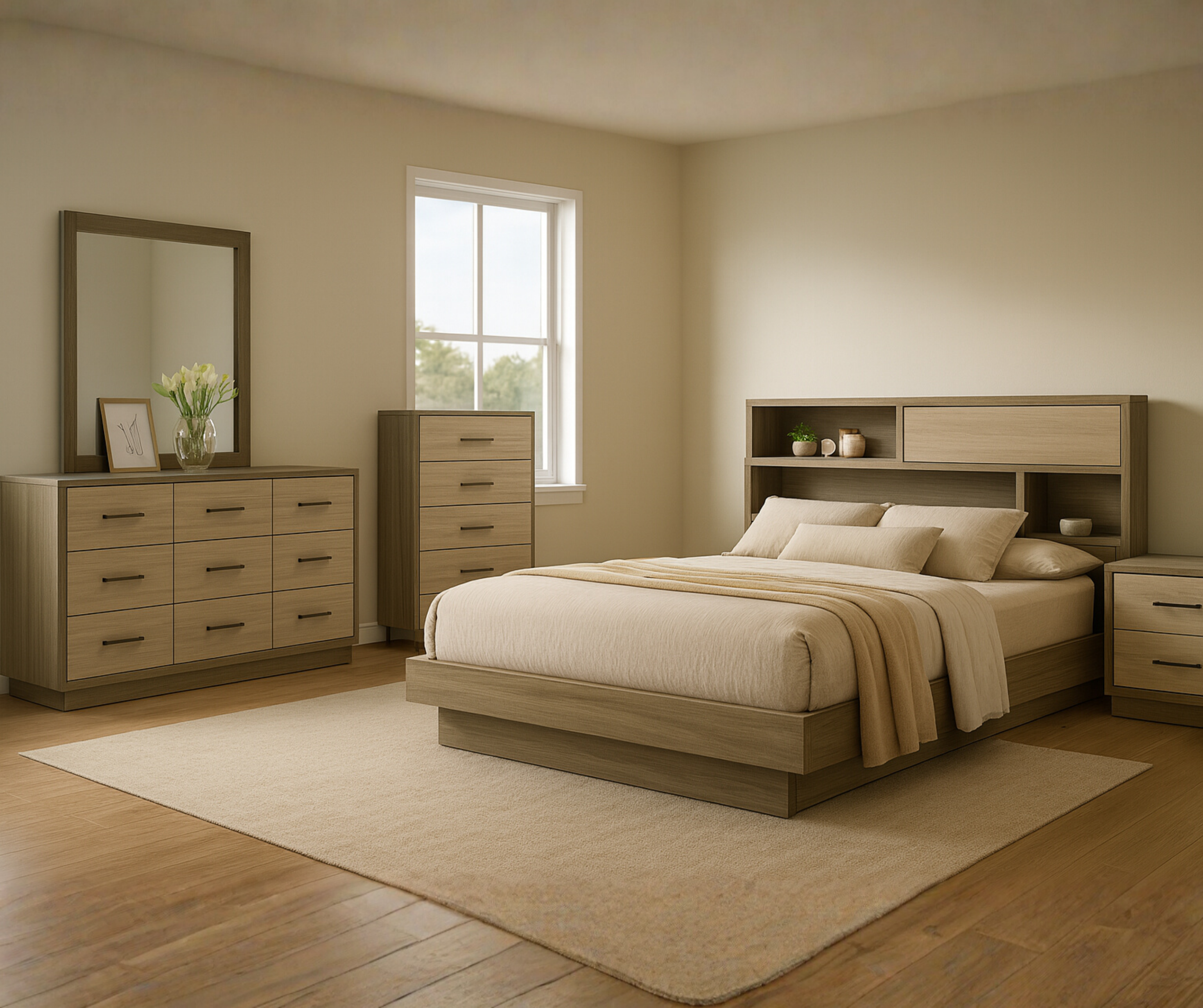 Amiri 8-Piece Queen Bedroom Set – Natural Grey Wood Finish