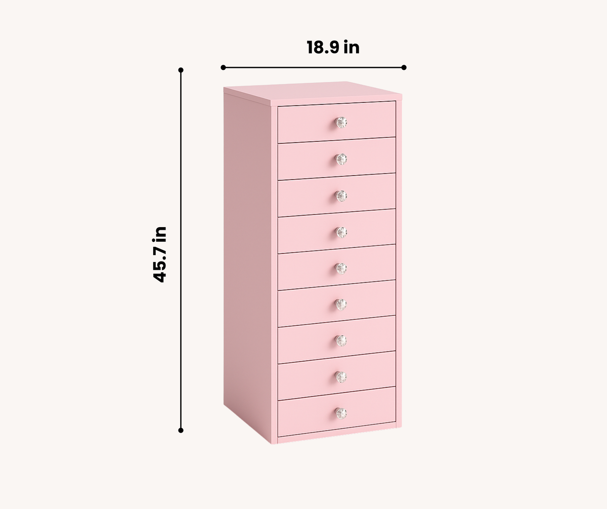 9-Drawer Storage Unit Pink