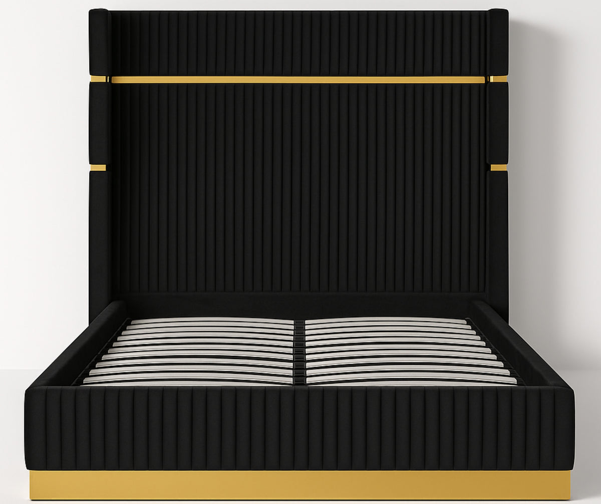 Corduroy Upholstered Bed Frame – Black