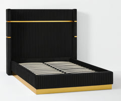 Corduroy Upholstered Bed Frame – Black