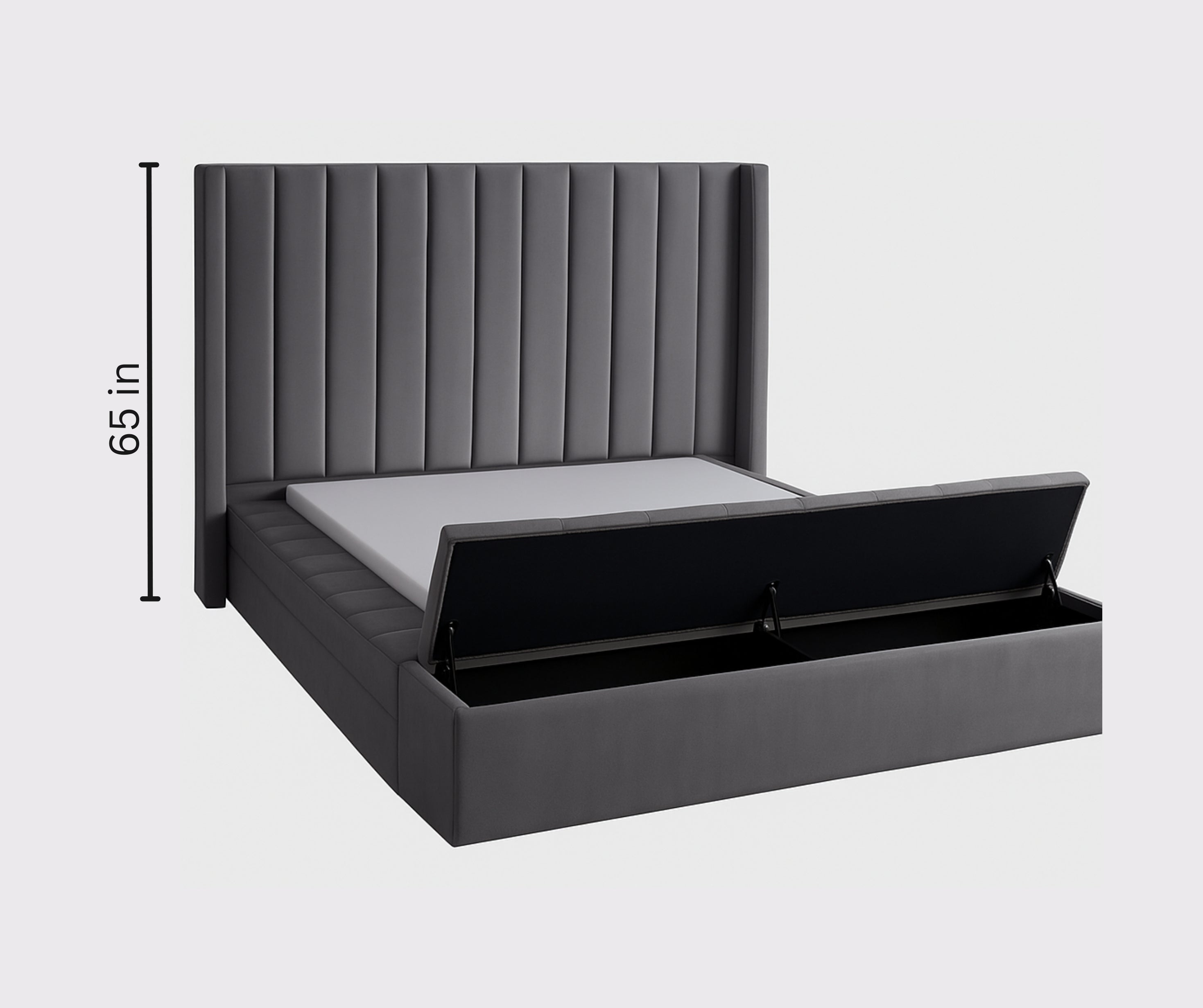 IF-5720 Velvet Storage Bed with Benches – Grey