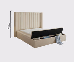 IF-5720 Velvet Storage Bed with Benches – Cream