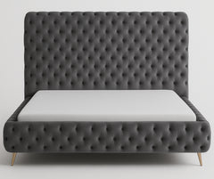 IF-5865 Velvet Tufted Bed – Grey