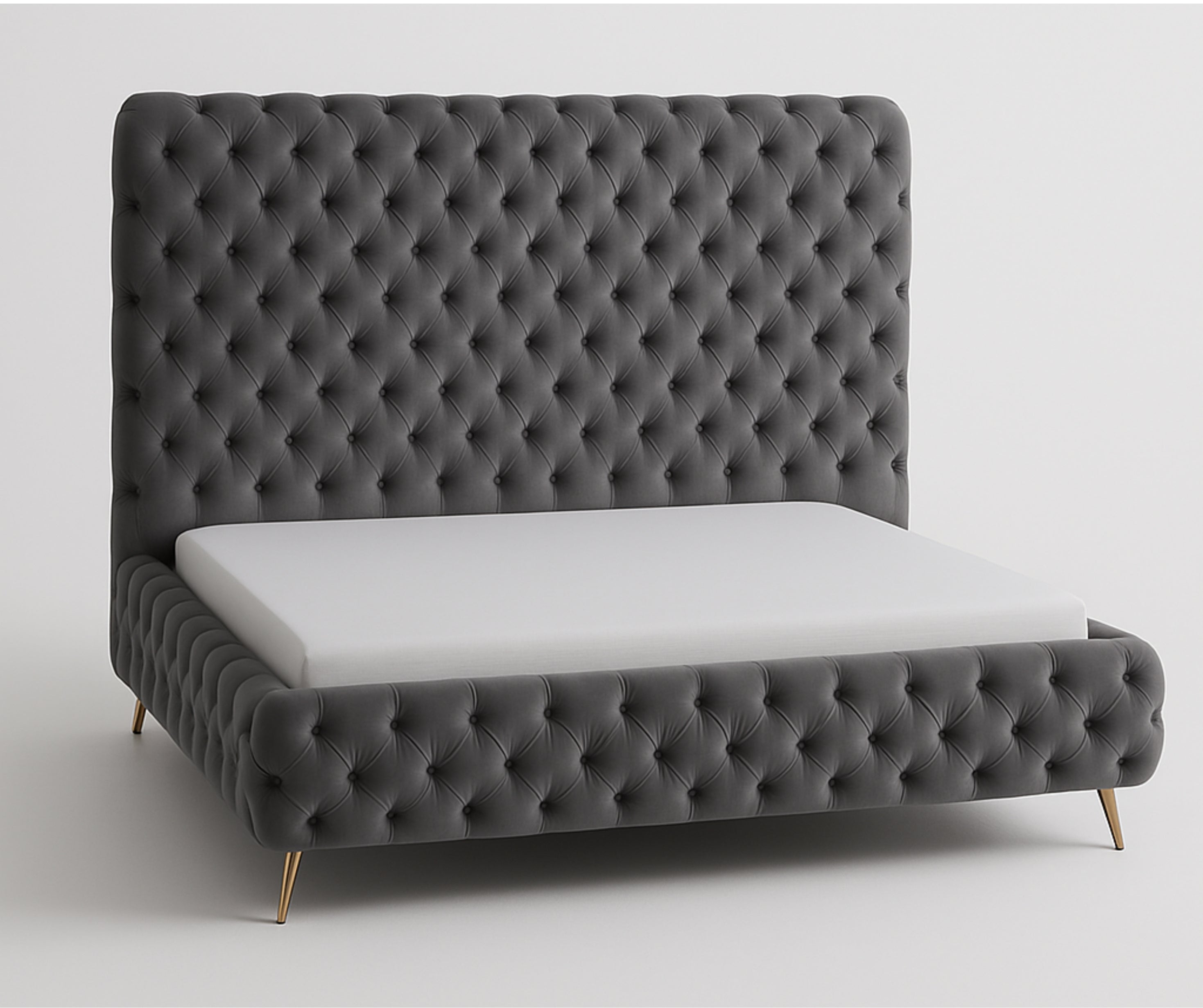 IF-5865 Velvet Tufted Bed – Grey