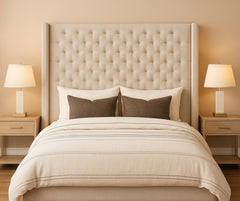 Daria Bouclé Upholstered Bed – Beige