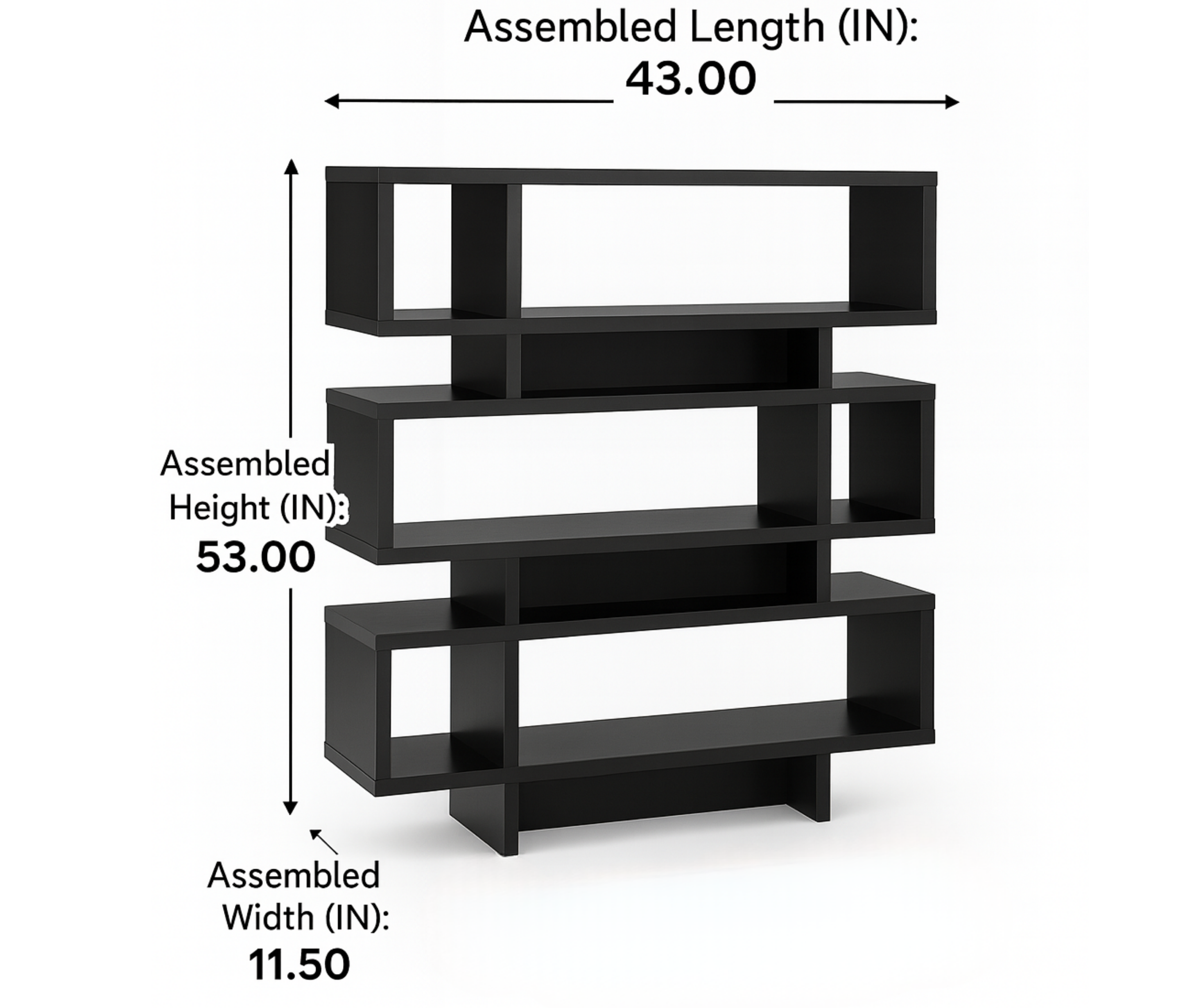 Open-Concept Multi-Tier Bookshelf – Black Finish