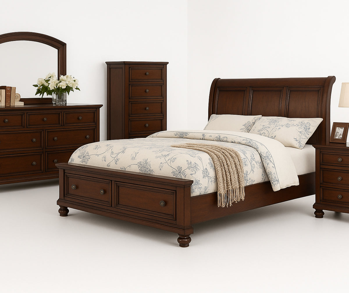 Kasey Solid Wood Bedroom Set – Dark Walnut