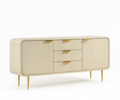 Riverside Storage Cabinet – White Mango Wood with Gold Accents
