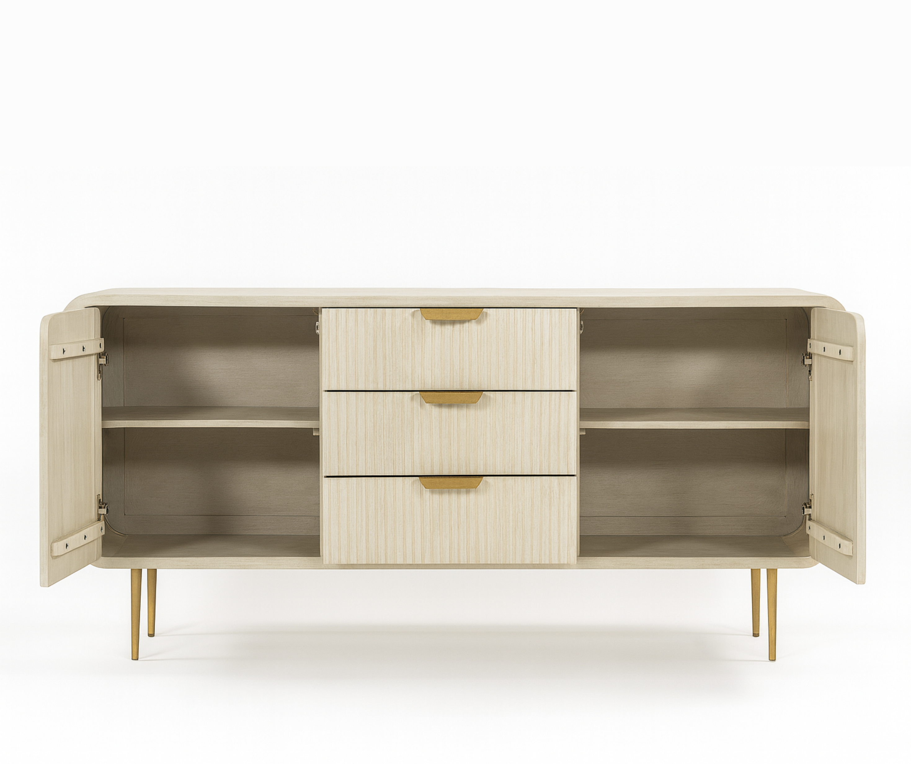 Riverside Storage Cabinet – White Mango Wood with Gold Accents