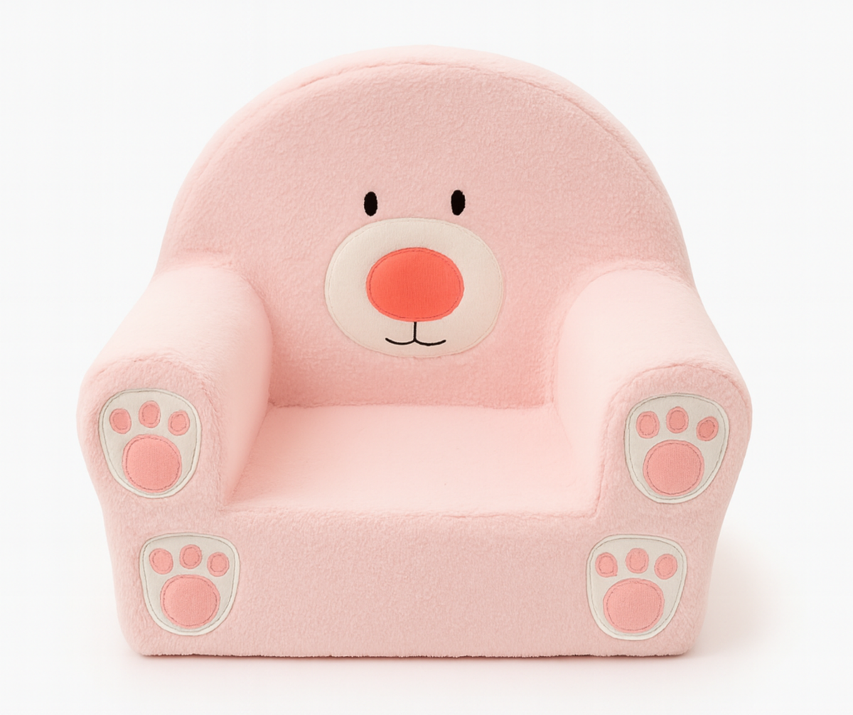 Kids Bear Chair – Pink Plush Foam Chair