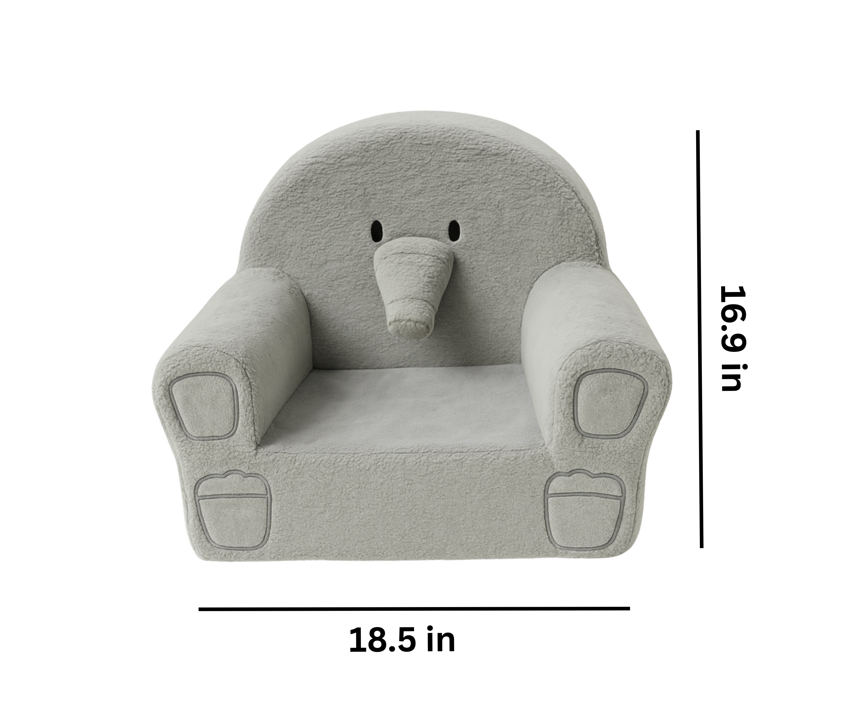 Kids Elephant Chair – Grey Plush Foam Chair
