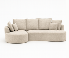 Modern Sculptural Sectional Sofa – Premium Fabric, High-Density Cushioning