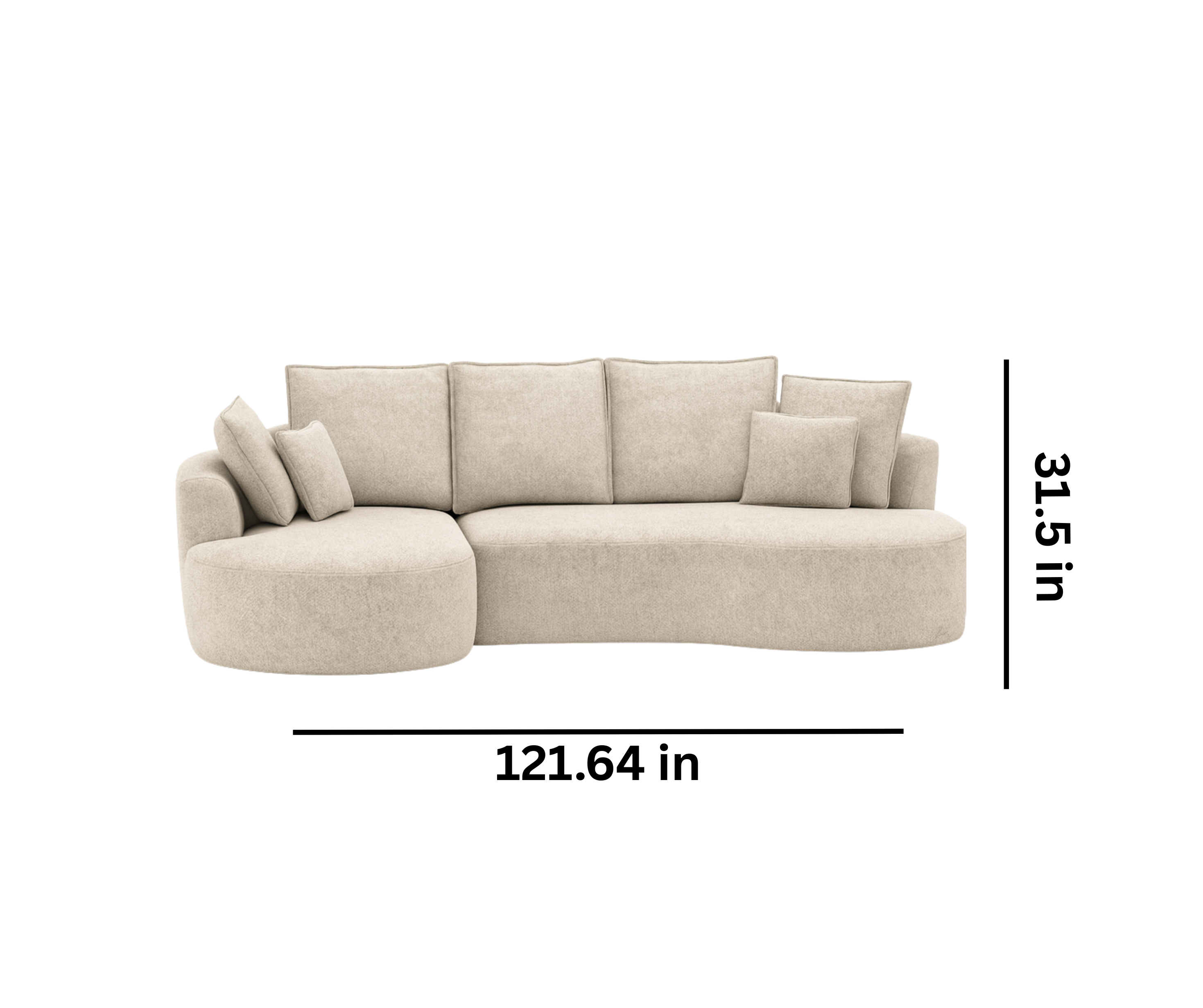 Modern Sculptural Sectional Sofa – Premium Fabric, High-Density Cushioning