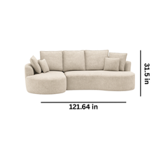 Modern Sculptural Sectional Sofa – Premium Fabric, High-Density Cushioning