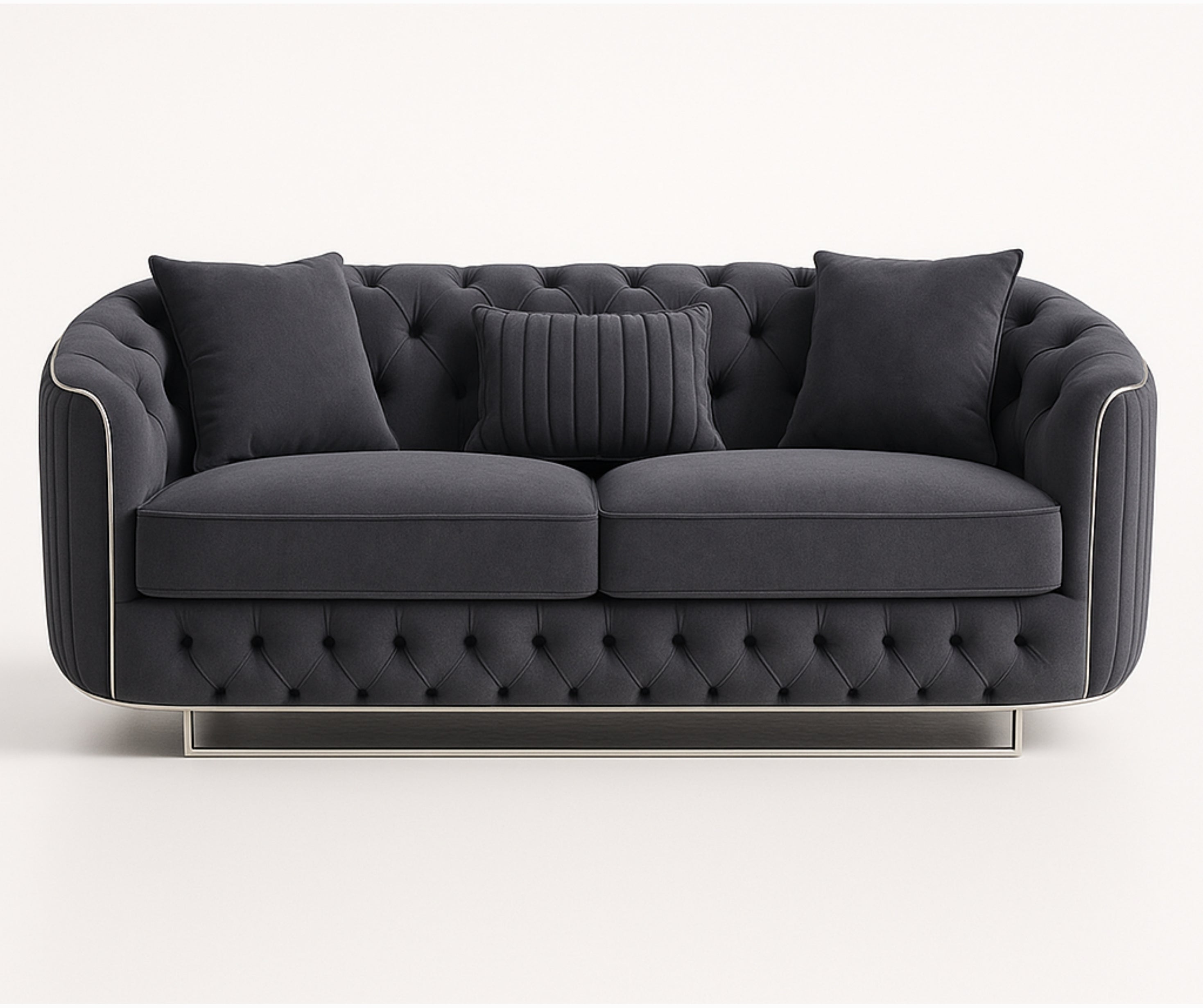 Rosa Turkish Velvet Sofa Set – Black & Grey