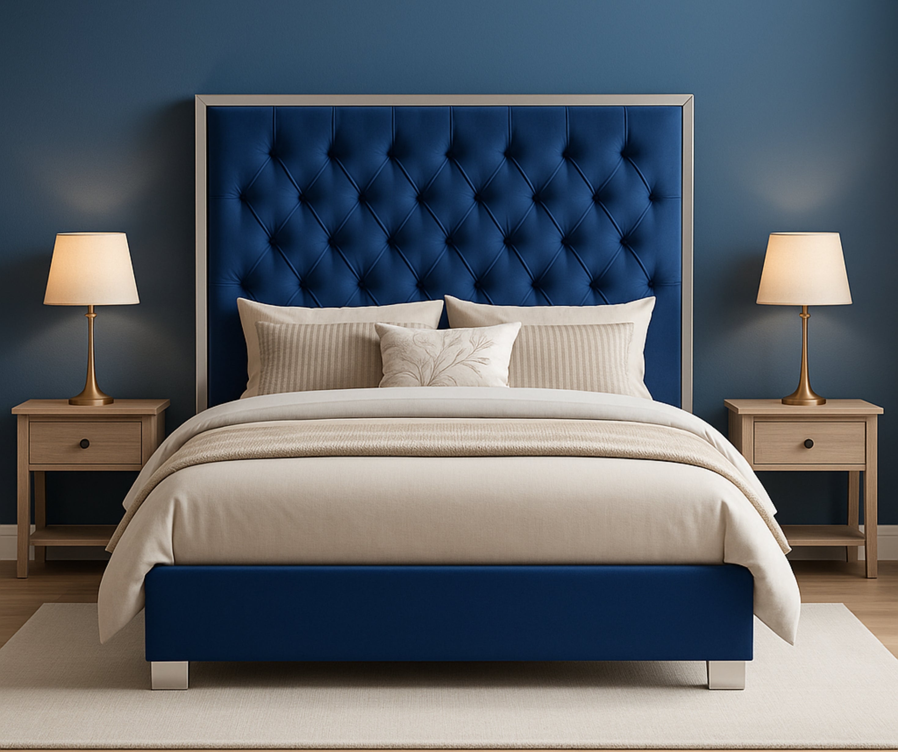 Silver Lining Velvet 508 Bed – King, Blue