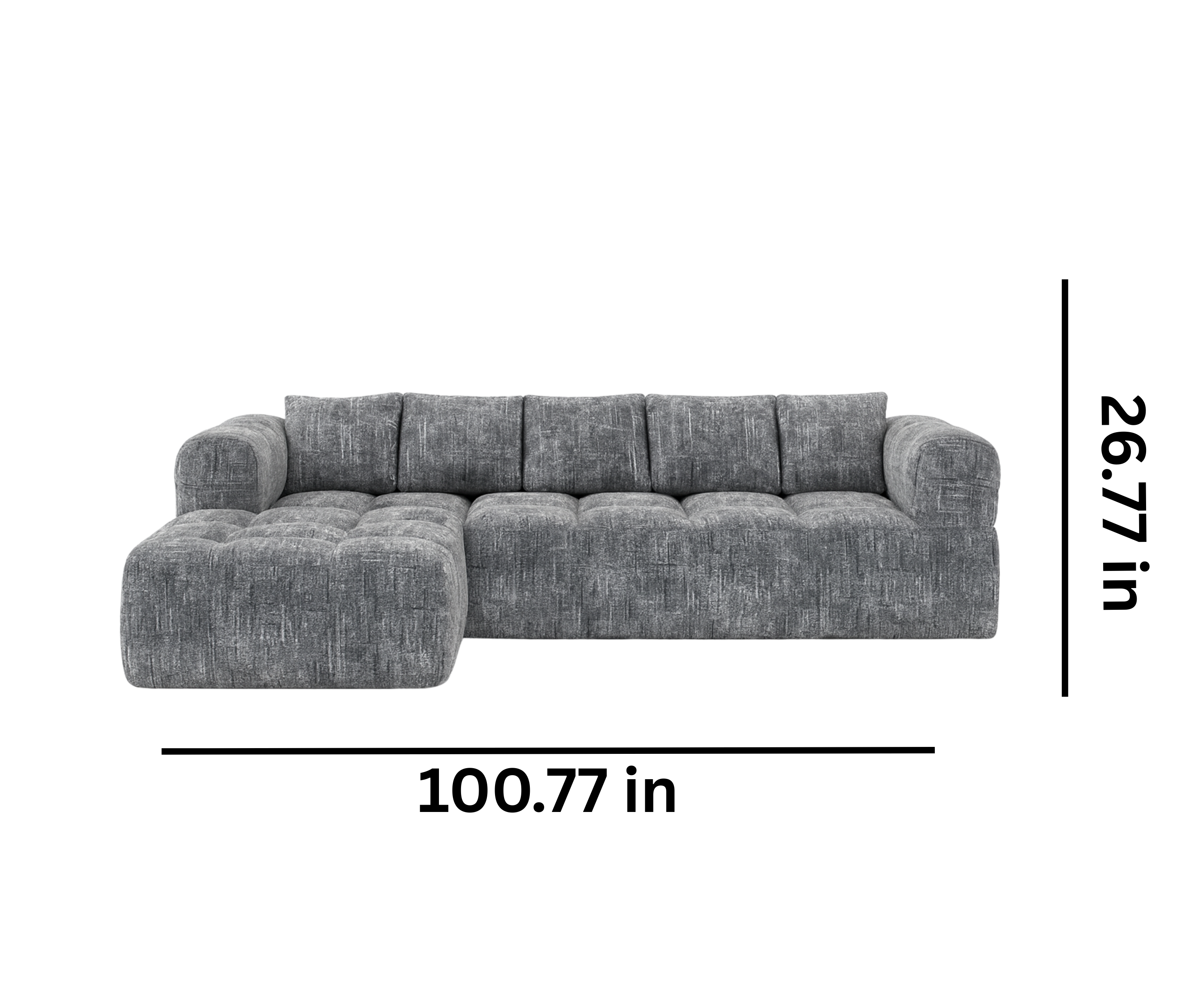 Modern Low-Profile Sectional Sofa Grey – Premium Fabric, Deep Cushioning