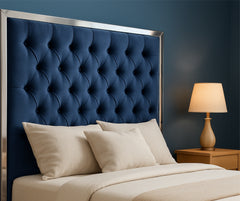 Silver Lining Velvet 508 Bed – King, Blue