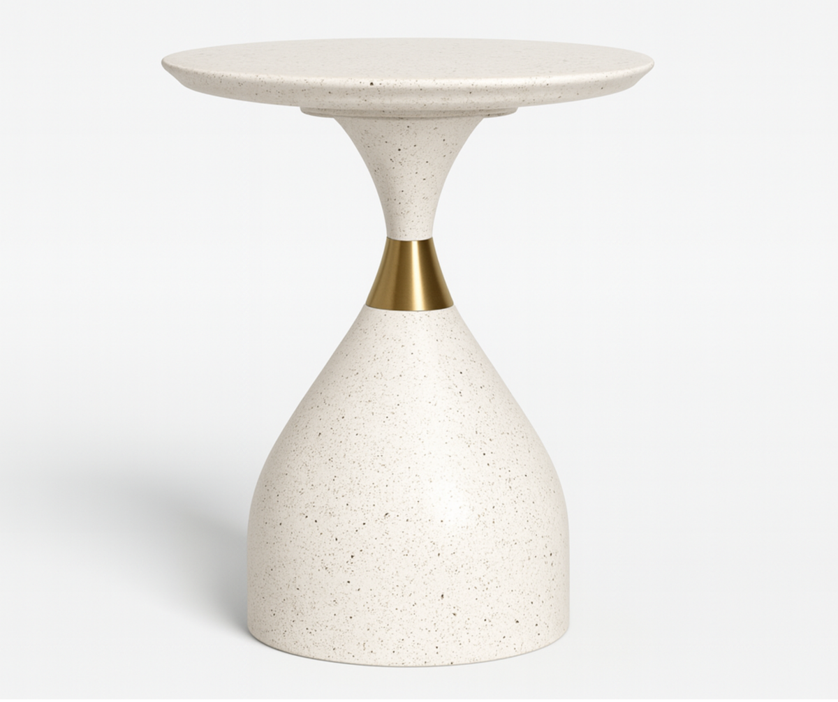 Nova Accent Table – White & Gold Trim