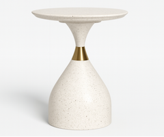 Nova Accent Table – White & Gold Trim