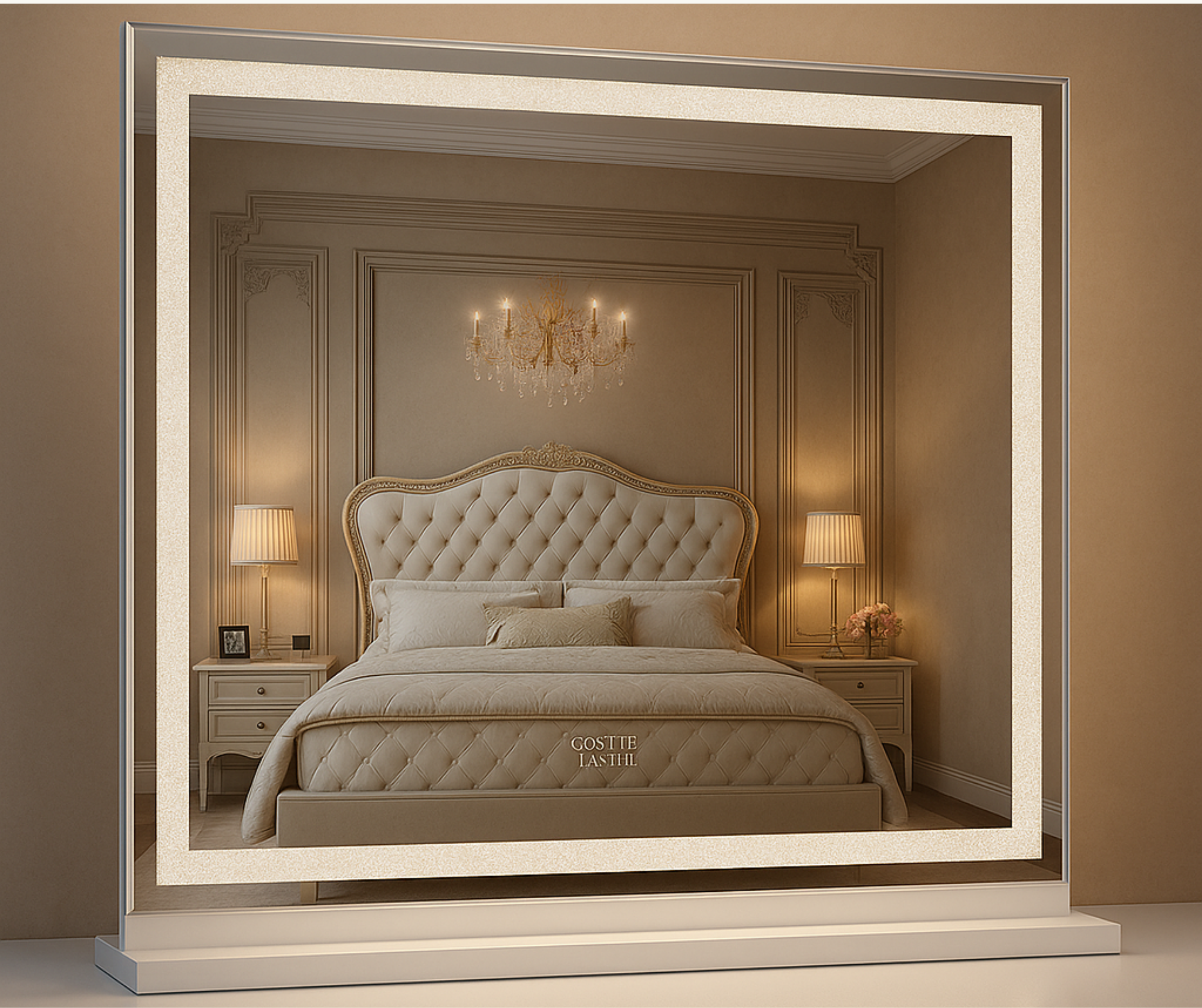 Crystal Light Strip Mirror with Bluetooth Speaker