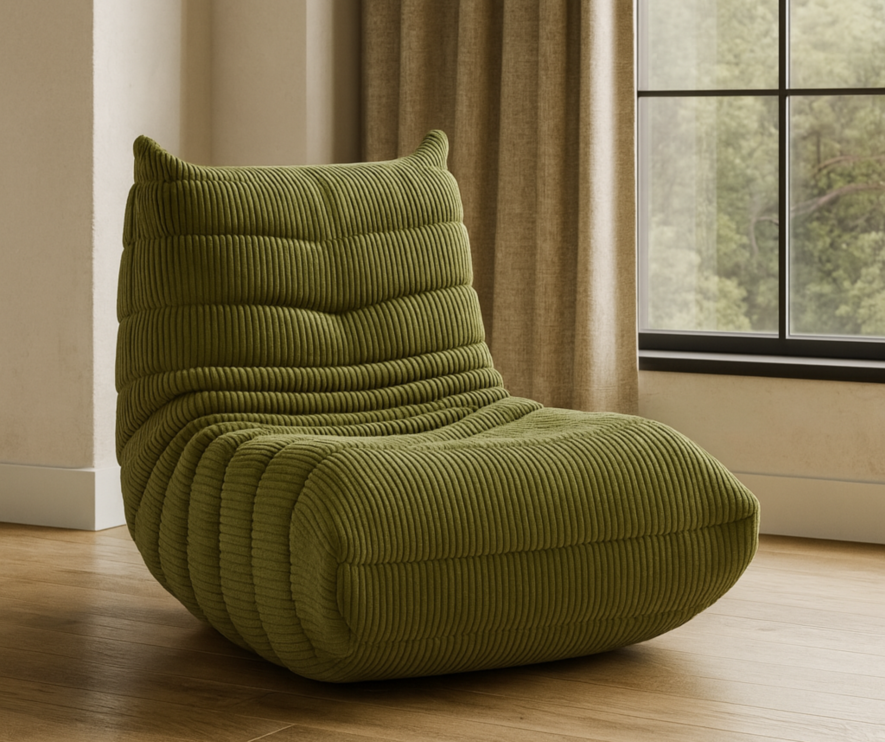 Solana Armless Chair – Sage | High-Resilience Foam & Premium Fabric