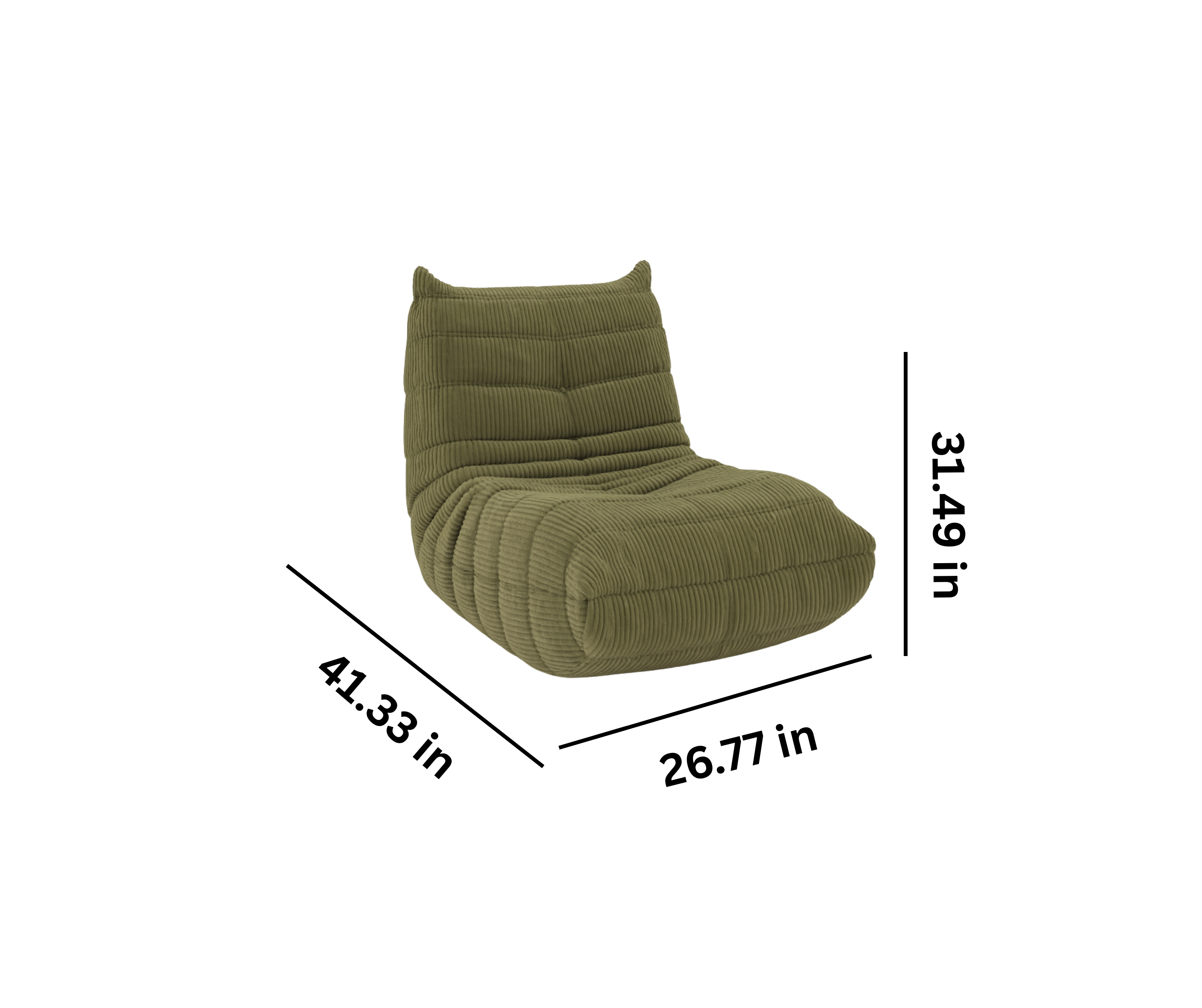 Solana Armless Chair – Sage | High-Resilience Foam & Premium Fabric