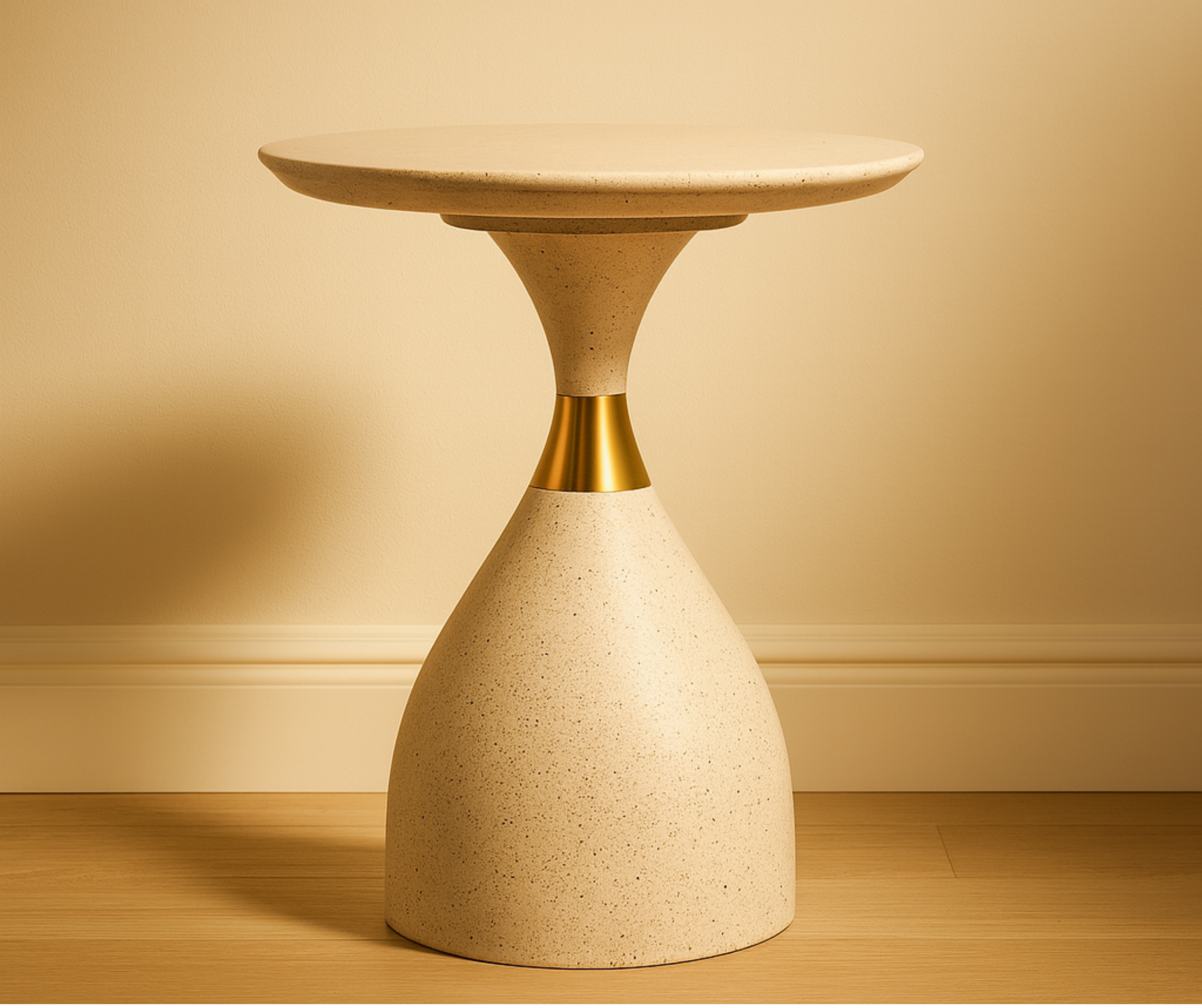 Nova Accent Table – White & Gold Trim