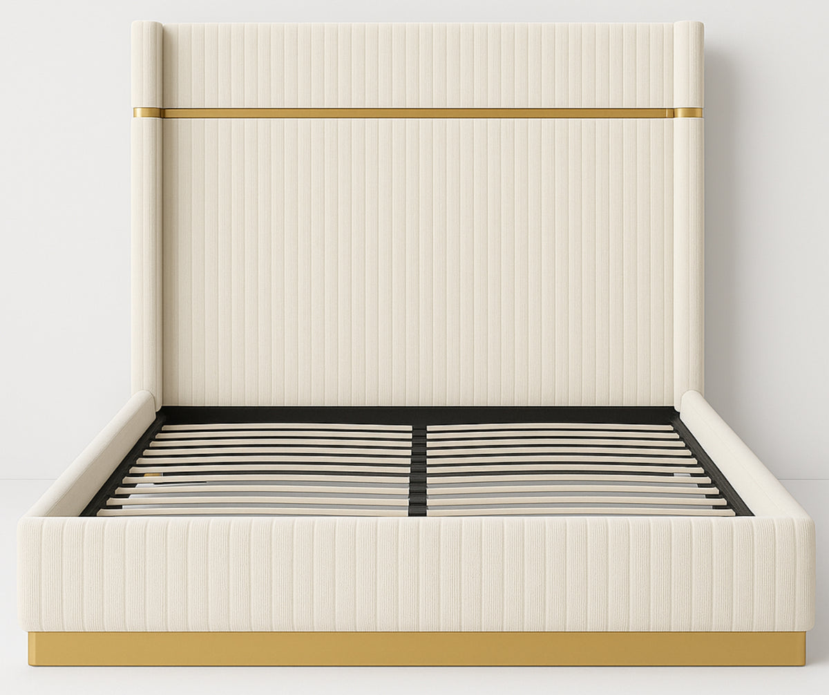 Corduroy Upholstered Bed Frame – Beige