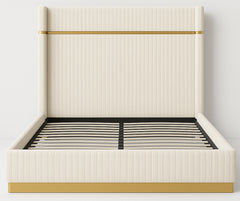 Corduroy Upholstered Bed Frame – Beige