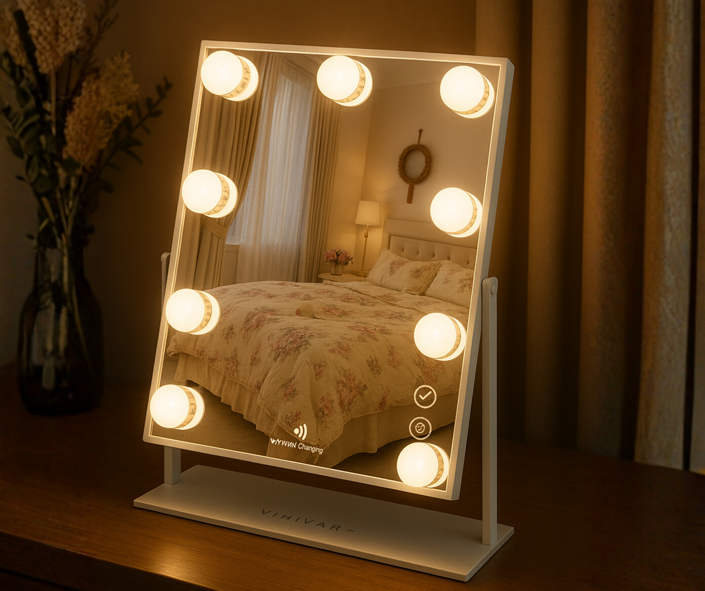 Hollywood Vanity Mirror with Wireless Charging 9 Bulb