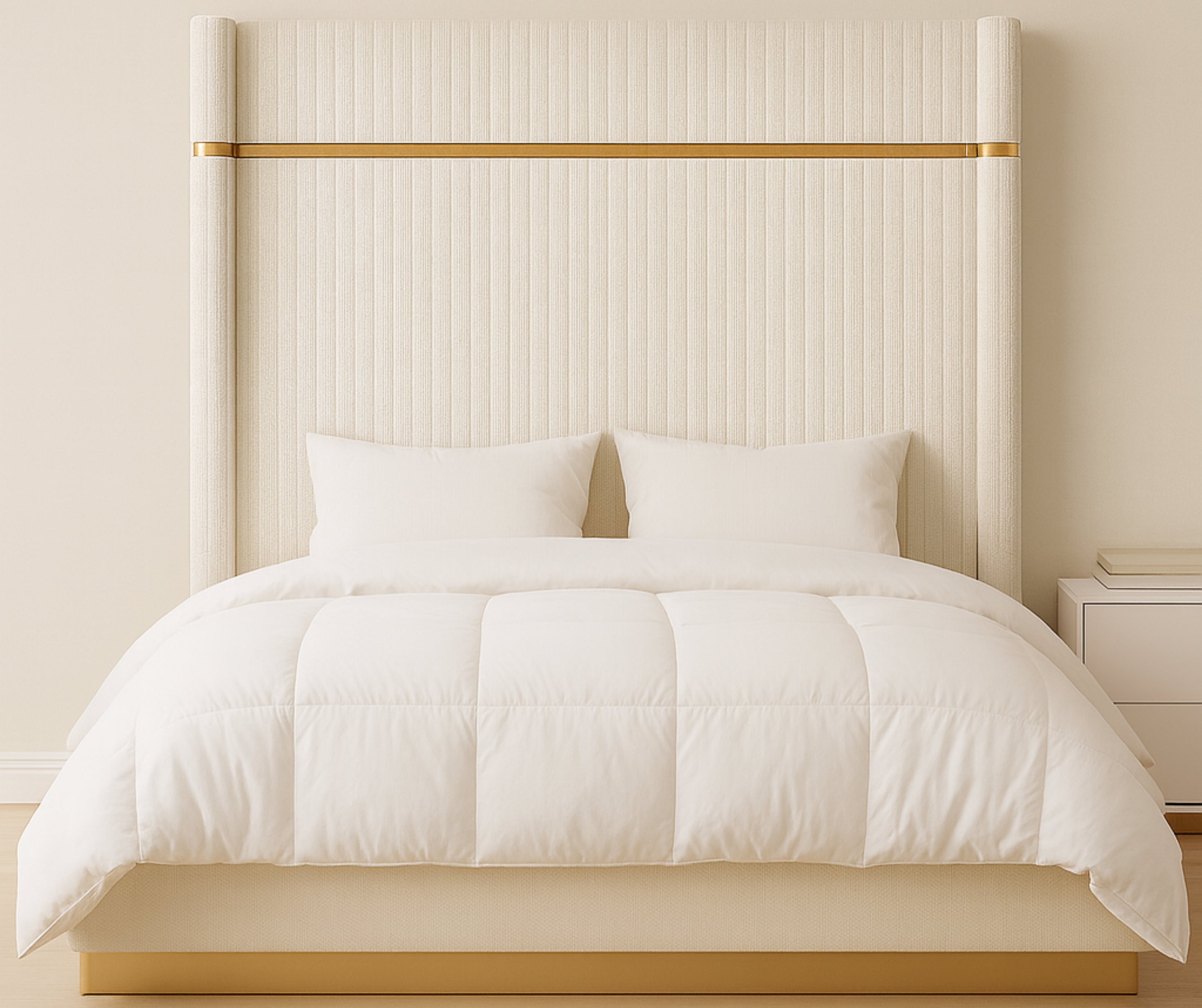 Corduroy Upholstered Bed Frame – Beige